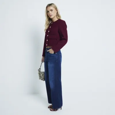 Petite Blue Denim Relaxed Straight Jeans sold by River Island