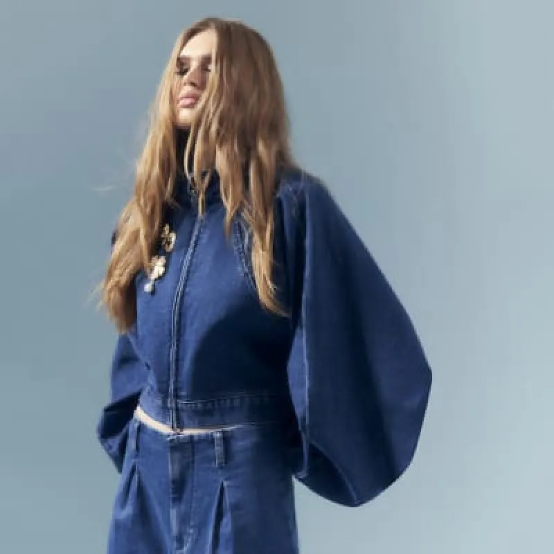 Blue Denim Zip Batwing Jacket sold by River Island