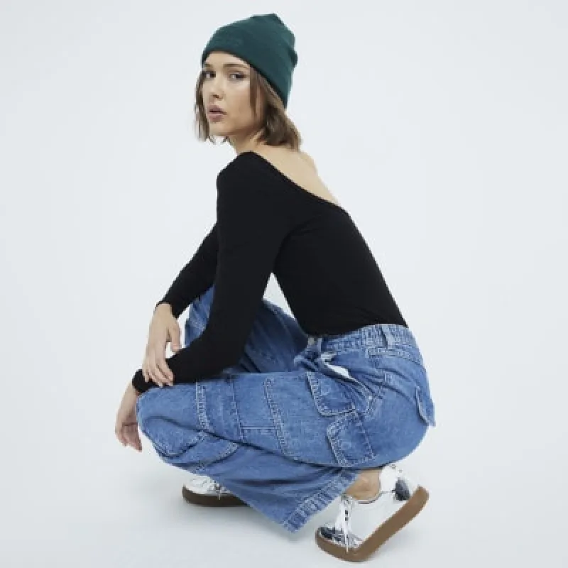 Black Long Sleeve Scoop Bodysuit sold by River Island