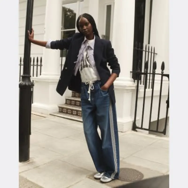 Blue Denim Elastic Waist Trousers sold by River Island