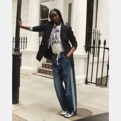 Blue Denim Elastic Waist Trousers sold by River Island