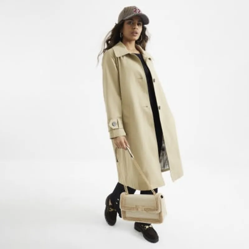 Petite Beige Single Breasted Trench Coat sold by River Island