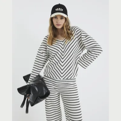 Cream Long Sleeve Stripe Top sold by River Island