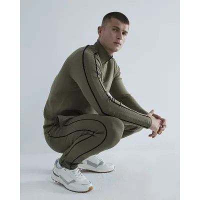 Khaki Slim Fit Knitted Joggers sold by River Island