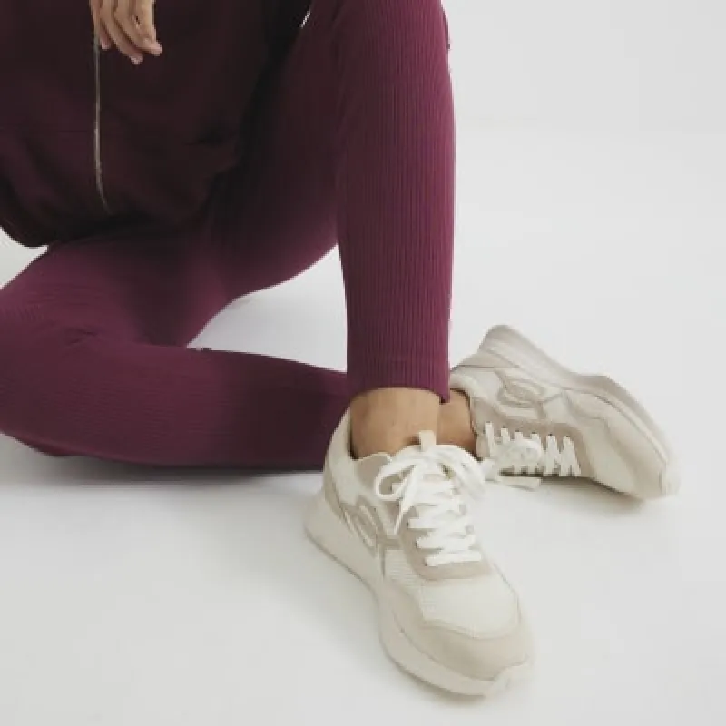 Cream Wide Fit Mesh Trainers sold by River Island