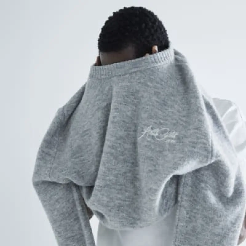 Grey Wool Long Sleeve Embroidery Sweatshirt sold by River Island