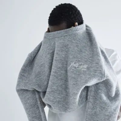 Grey Wool Long Sleeve Embroidery Sweatshirt sold by River Island