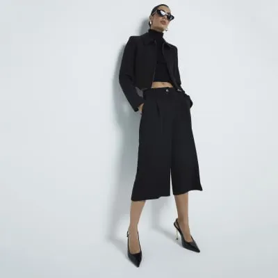 Black Pleated Longline Bermuda Shorts sold by River Island