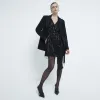 Black Sequin Fringe Wrap Mini Dress sold by River Island
