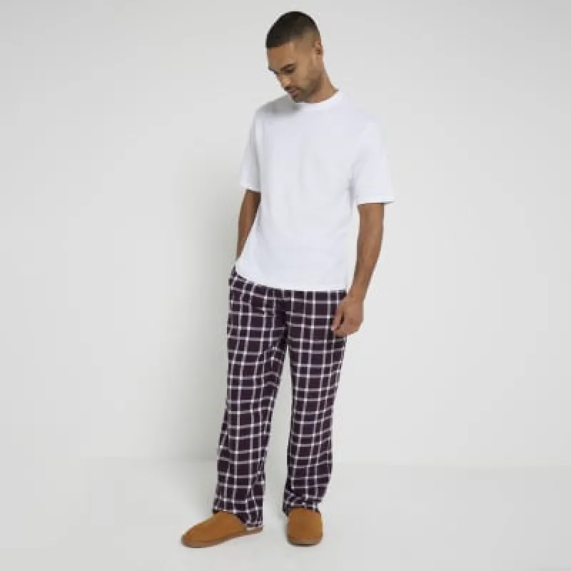 Red T-Shirt And Check Trousers Pyjama Set sold by River Island
