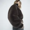 Brown Knitted Faux Fur Bomber Jacket sold by River Island