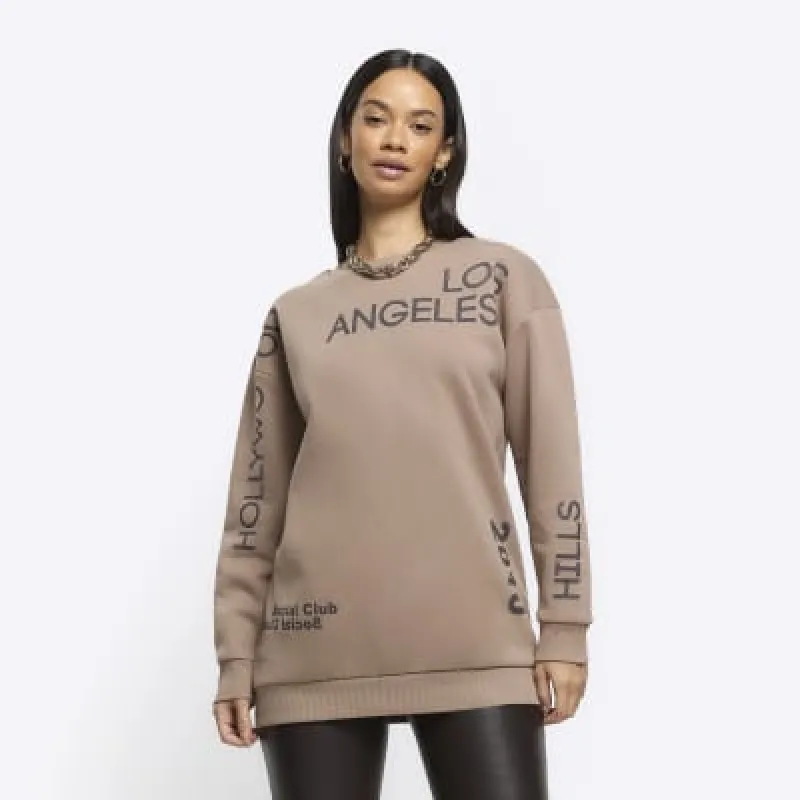 Brown Los Angeles graphic sweatshirt sold by River Island