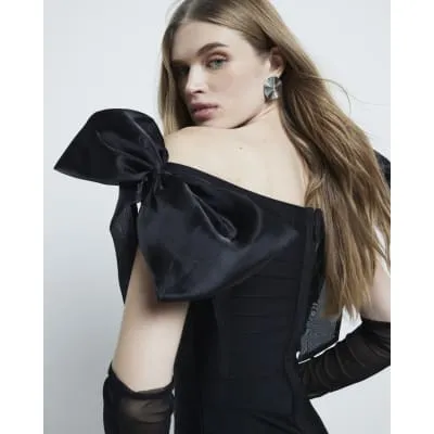 Black Bandage Bow Mini Dress sold by River Island