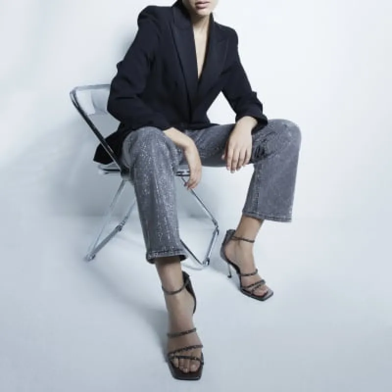 Silver Strapped Heeled Sandals sold by River Island