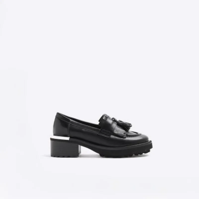 Black Faux Leather Chunky Loafers sold by River Island