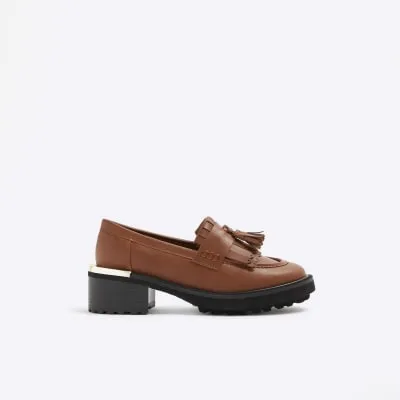 Brown Faux Leather Chunky Loafers sold by River Island