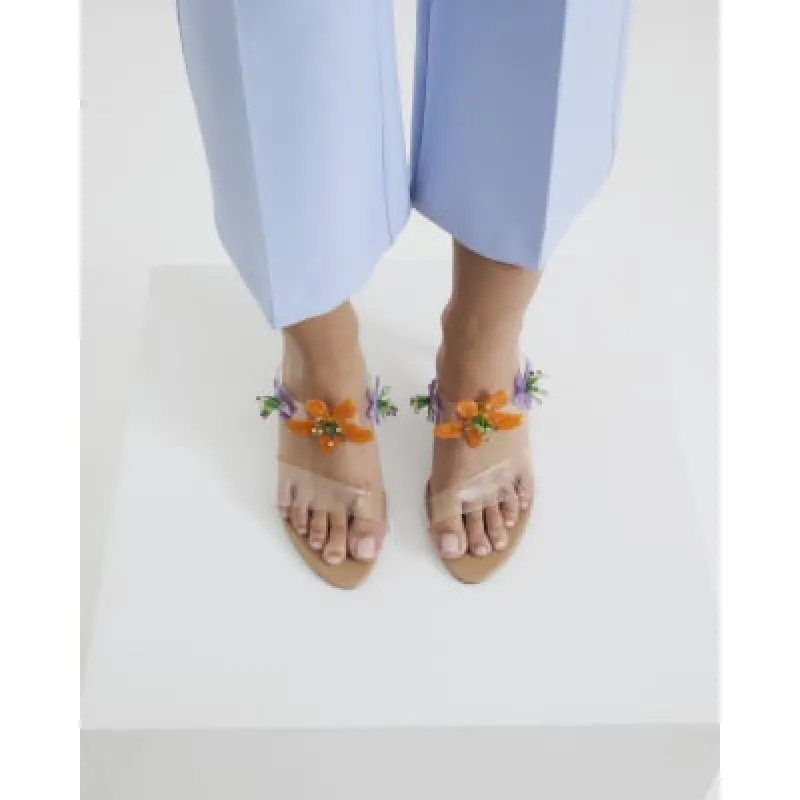 Beige Flower Trim Heeled Sandals sold by River Island