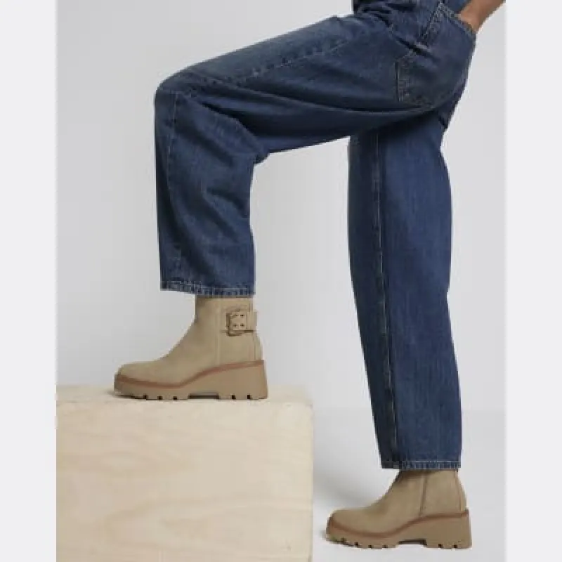 Beige Buckle Detail Chelsea Boots sold by River Island