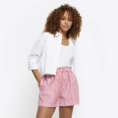 Red stripe pull on shorts sold by River Island