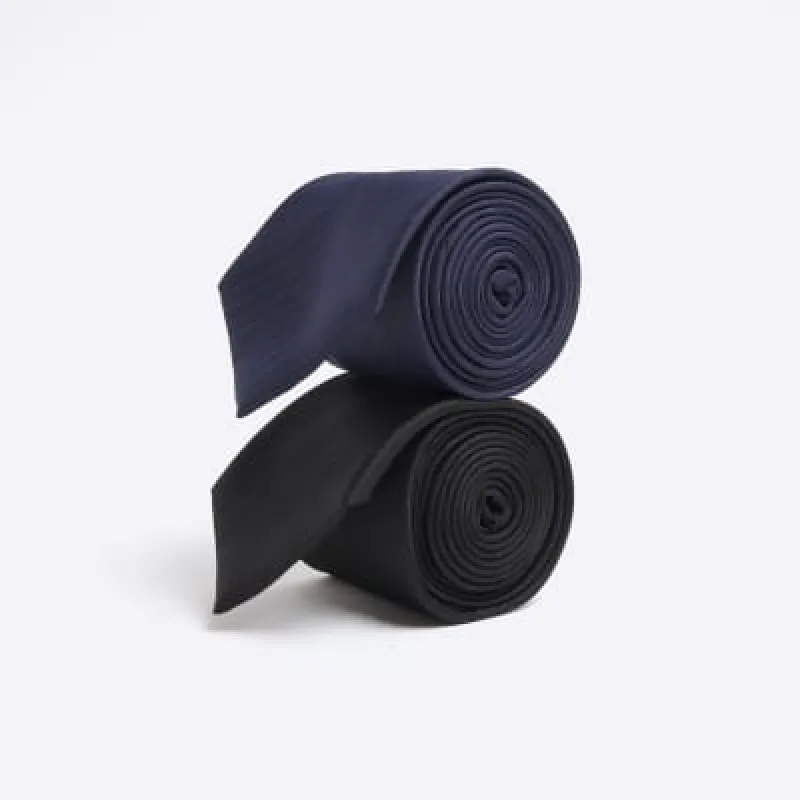 2 Pack navy herringbone ties sold by River Island