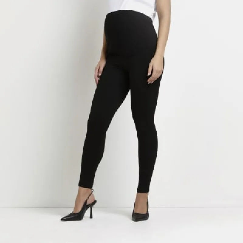 Black high waisted ponte maternity leggings sold by River Island