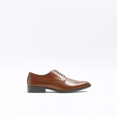 Brown formal derby shoes sold by River Island