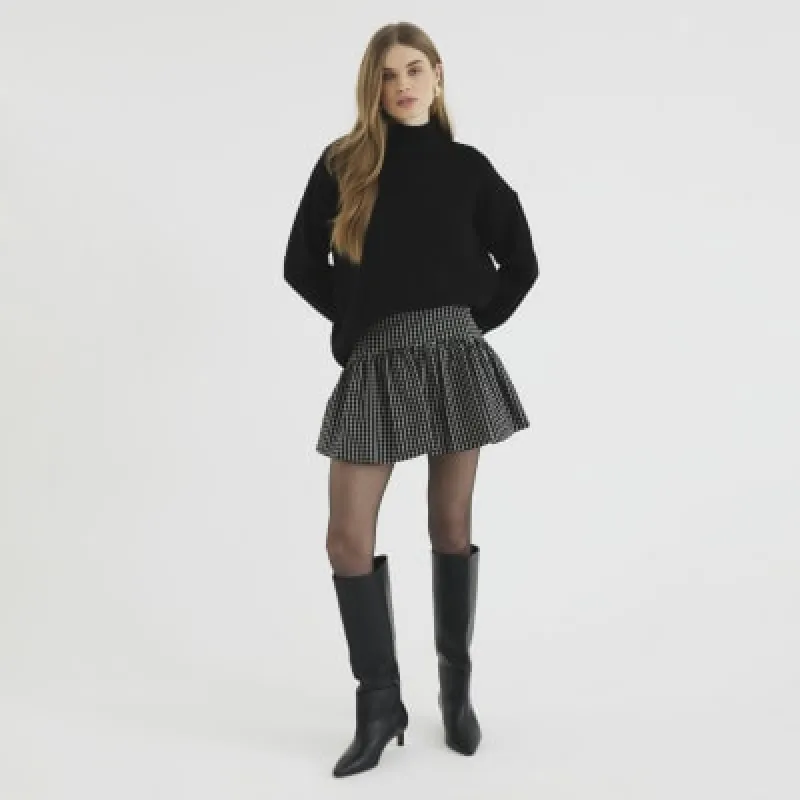 Black Check Bubble Hem Mini Skirt sold by River Island