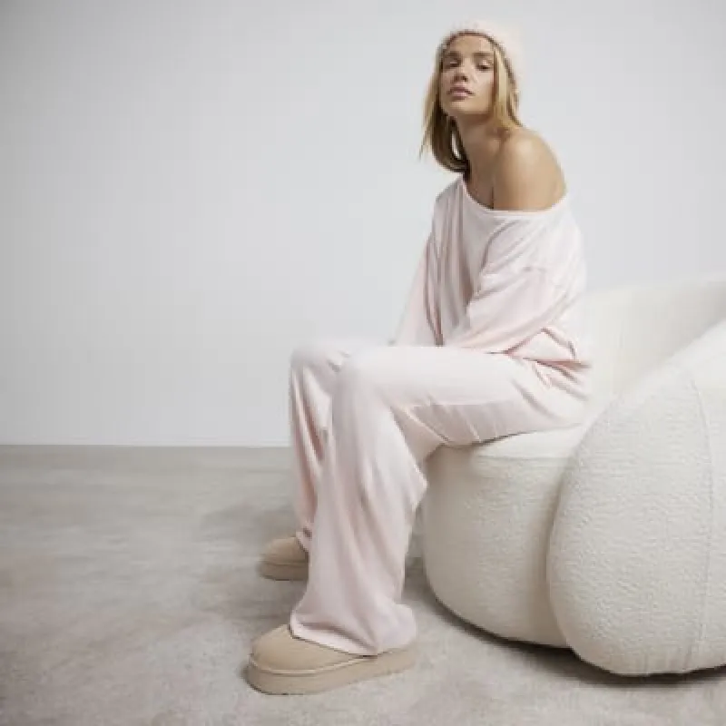 Pink Off Shoulder Top Lounge Set sold by River Island