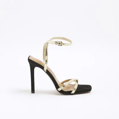 Gold Cross Strap Heeled Sandals sold by River Island