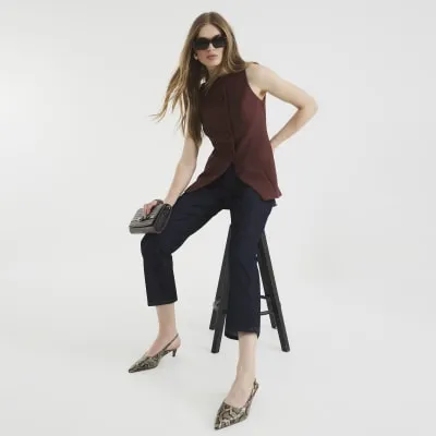 Brown Square Neck Strappy Waistcoat sold by River Island