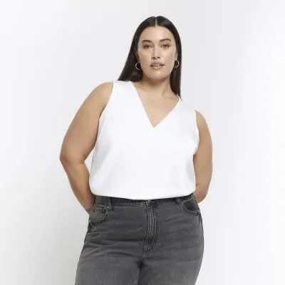 Plus white satin tank top sold by River Island
