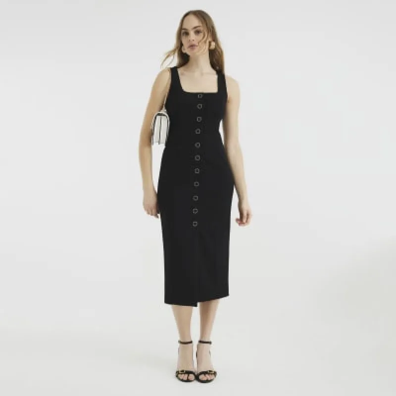 Black Square Neck Waistcoat Midi Dress sold by River Island