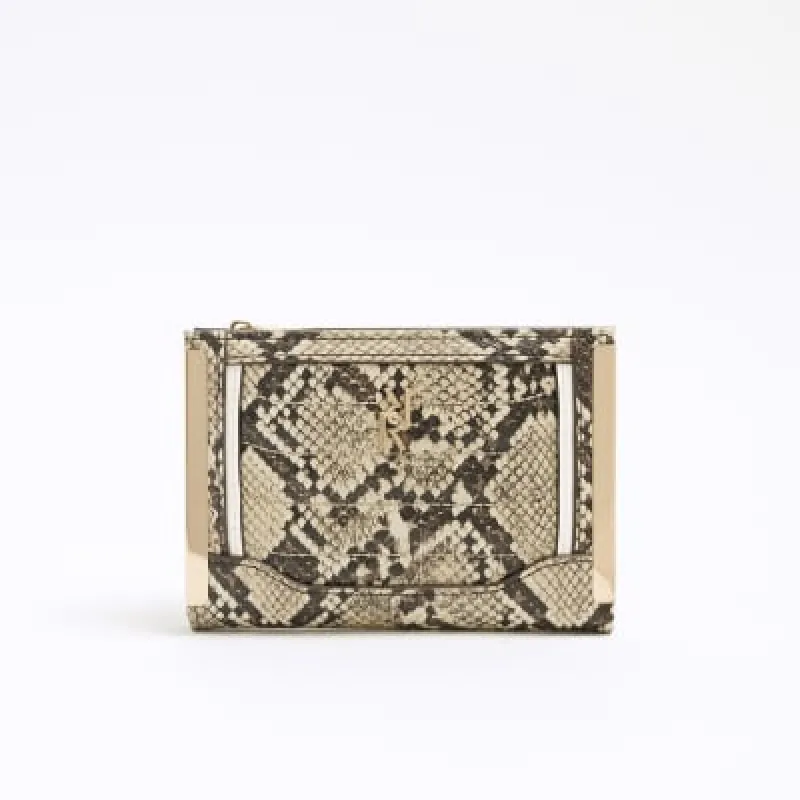 Beige Faux Leather Snake Print Purse sold by River Island
