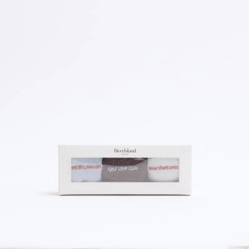 Blue 3 Pack Slogan Socks sold by River Island