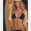 Black Textured Elastic Beaded Bikini Top sold by River Island
