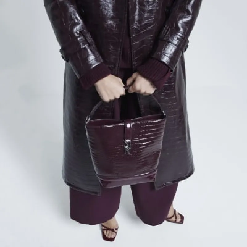 Red RI Lock Croc Embossed Bucket Bag sold by River Island