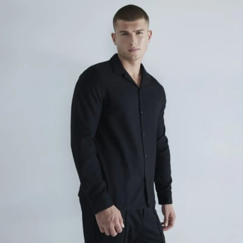 Black Regular Fit Long Sleeve Shirt sold by River Island