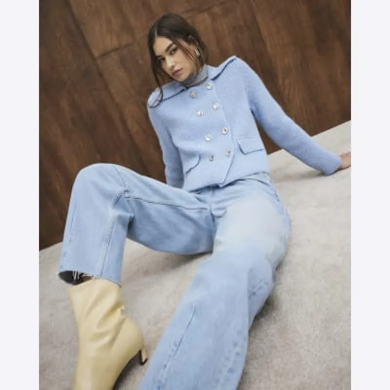 Blue Knitted Cardigan sold by River Island