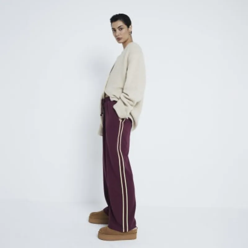 Red Stripe Wide Leg Joggers sold by River Island