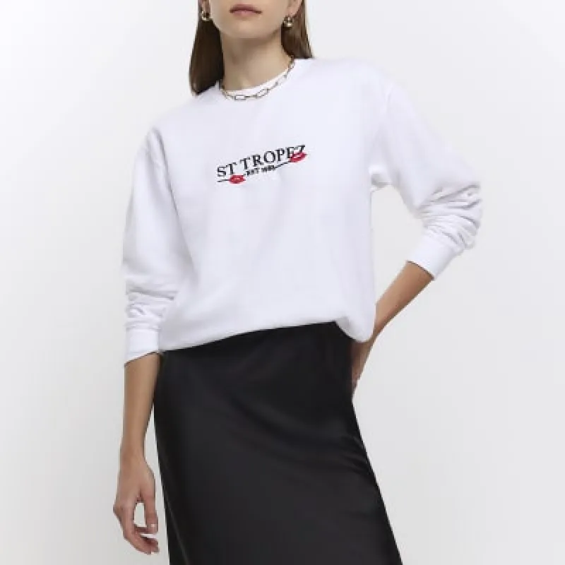 White graphic print sweatshirt sold by River Island