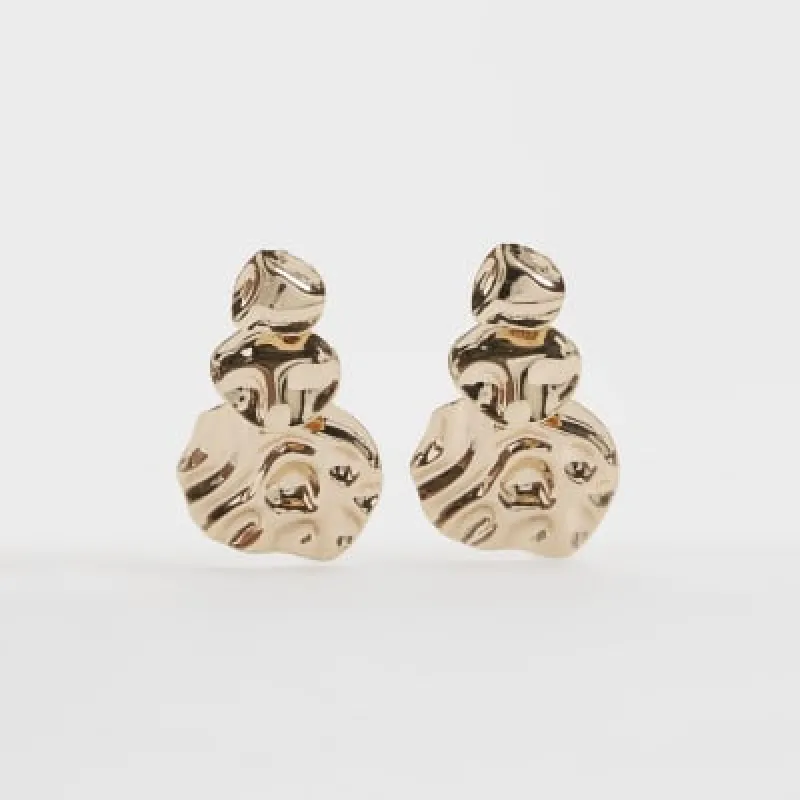 Gold Molten 3 Layer Earrings sold by River Island