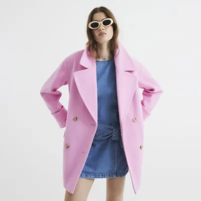 Pink Double Breasted Pea Coat sold by River Island