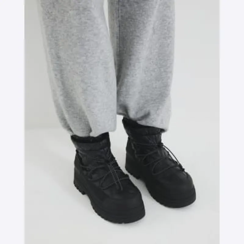 Black Chunky Snow Boots sold by River Island