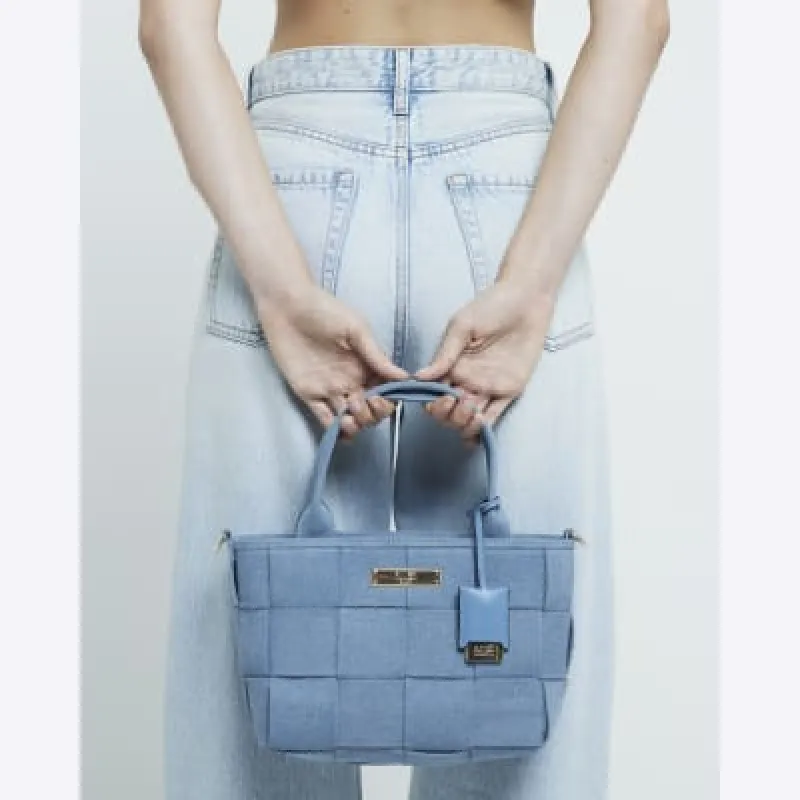 Blue Denim Chunky Weave Tote Bag sold by River Island