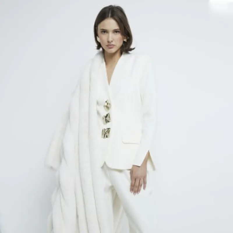 Cream Scuba Sculpted Jersey Jacket sold by River Island