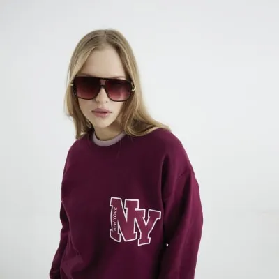 Red Long Sleeve NY Sweatshirt sold by River Island