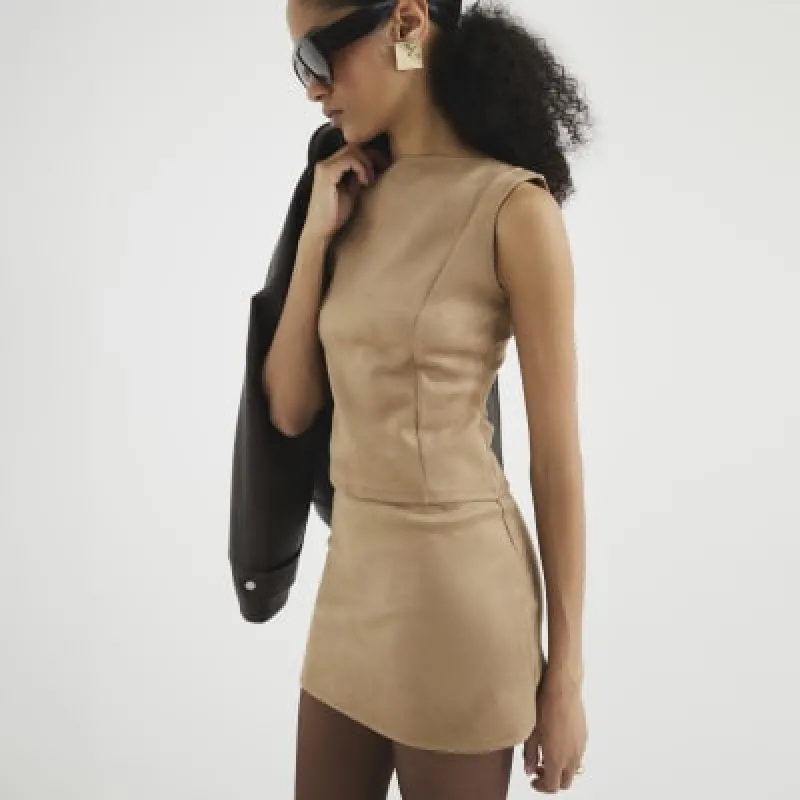 Brown Suedette Mini Skirt sold by River Island