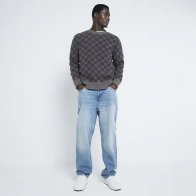 Stone Regular Fit Checkerboard Boucle Jumper sold by River Island