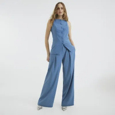 Blue Square Neck Strappy Waistcoat sold by River Island