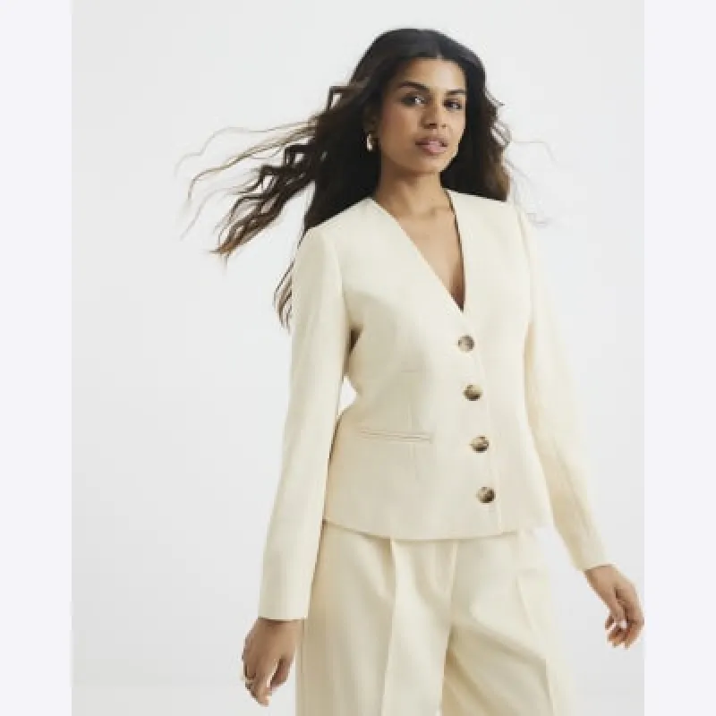 Petite Yellow Barrell Leg Trousers sold by River Island